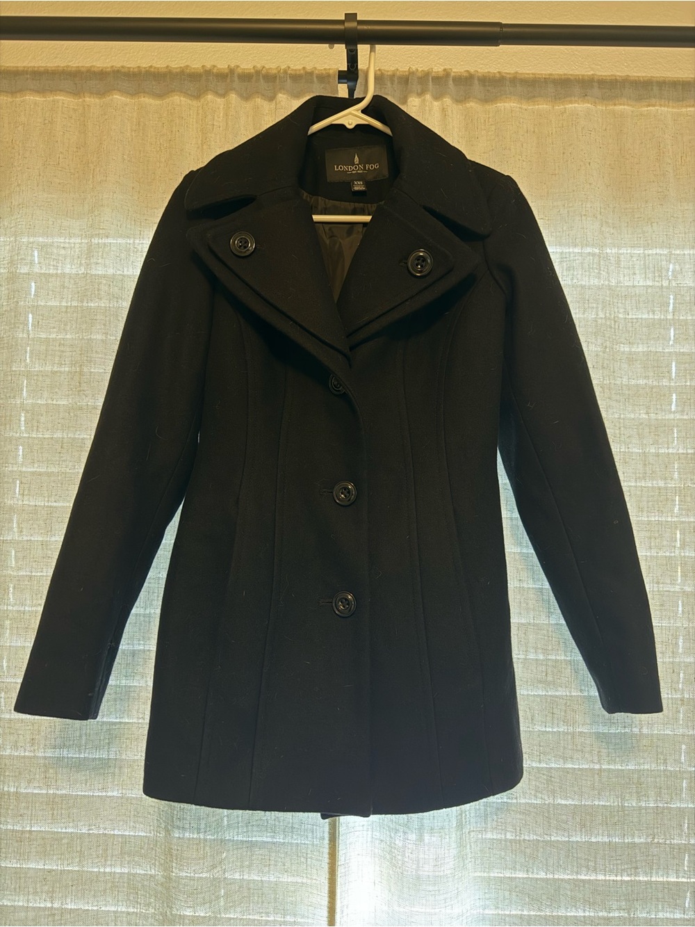 London Fog Black Double-Breasted Pea Coat
